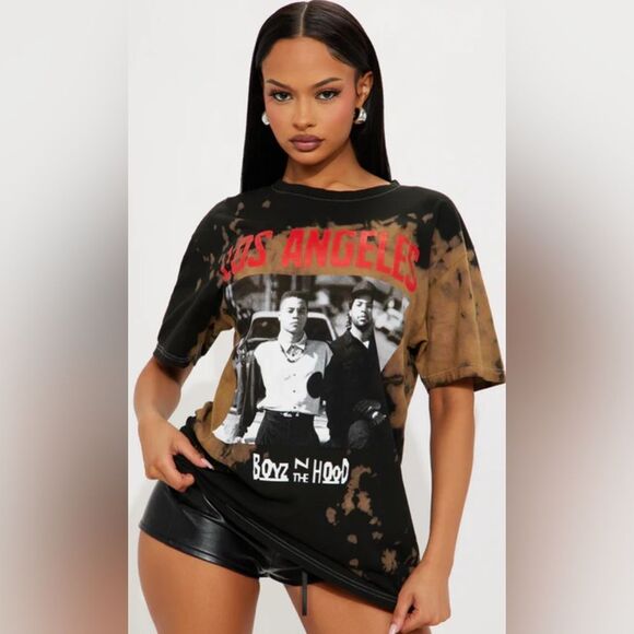 NWOT Hot Topic Tie Dye Black Tan KISS Boyz N The Hood Graphic T-Shirt - Size XL - Picture 1 of 5